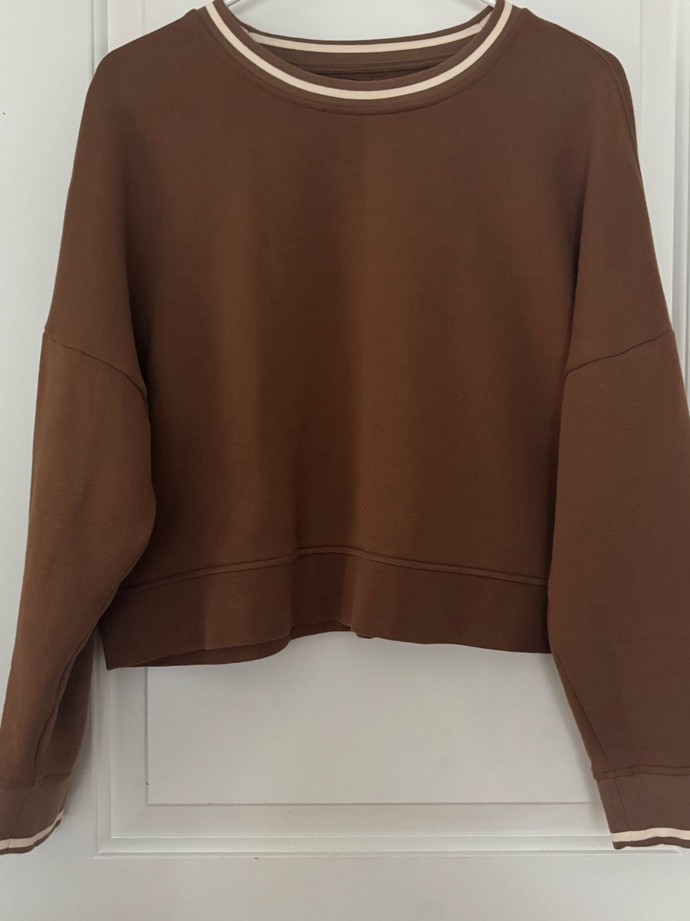 Madewell the Ringer cropped sweatshirt Medium brown cream